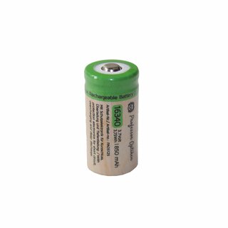 CR123A lithium-ion battery, 3.7 volts with 850 mAh