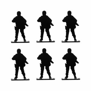 DIVISION OPTICS 6er-Set Stahlziel zum Aufstellen - verschiedene Designs stehender Soldat